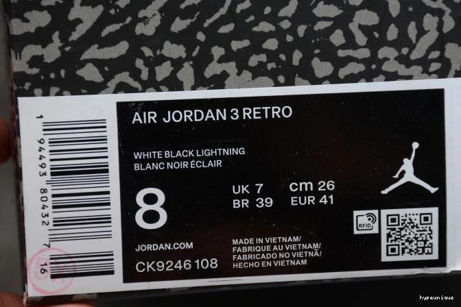 HYPE RETRO AIR JORDAN 3 (W) CK9246-108 LASER ORANGE 0701
